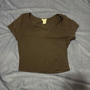 Women’s V-Neck Black Crop Top